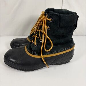 Sorel Waterproof Duck Boots Women’s Size 6 Black Suede Rubber Winter